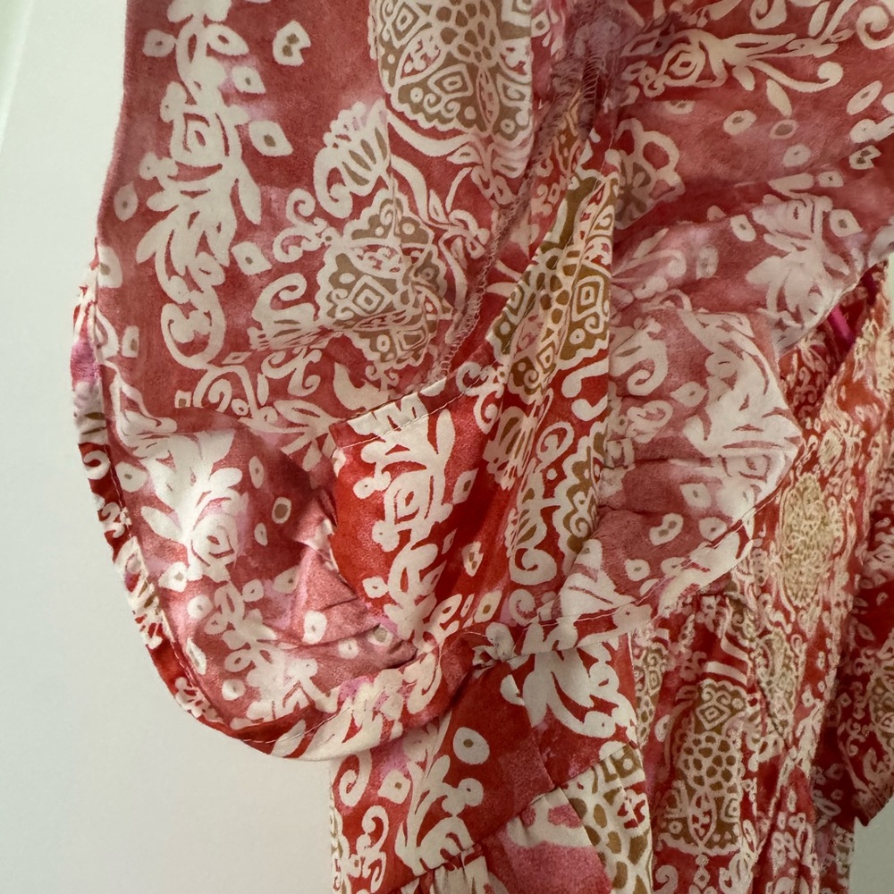 Maeve Coral and Beige Patterned Midi Dress - Picture 10 of 10
